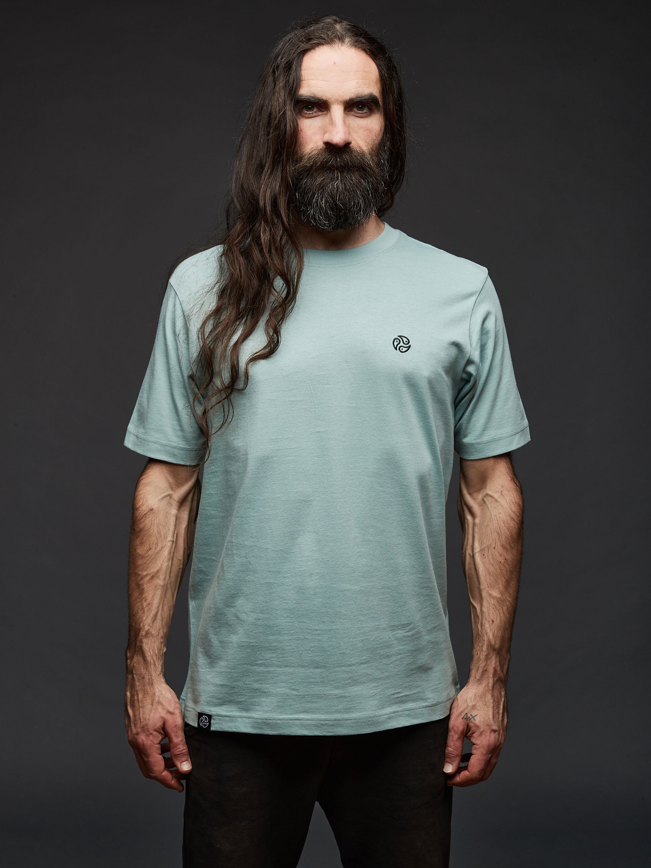 TOMOTO classic embroidered logo oversized t-shirt #colour_slate-green