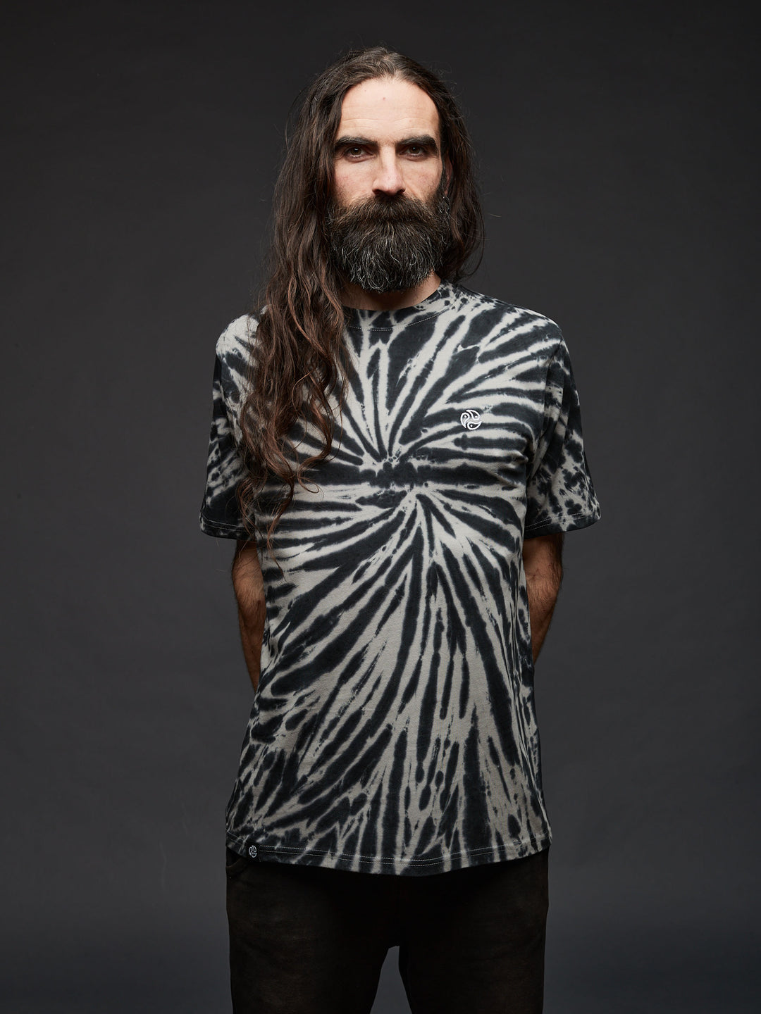 TOMOTO classic embroidered logo oversized t-shirt #colour_tie-die-black