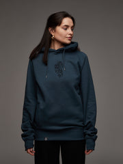 Heads Embroidered Hoodie - TOMOTO #colour_denim-blue