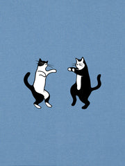 Dancing Cats Oversized Hoodie - TOMOTO #colour_blue-dusk
