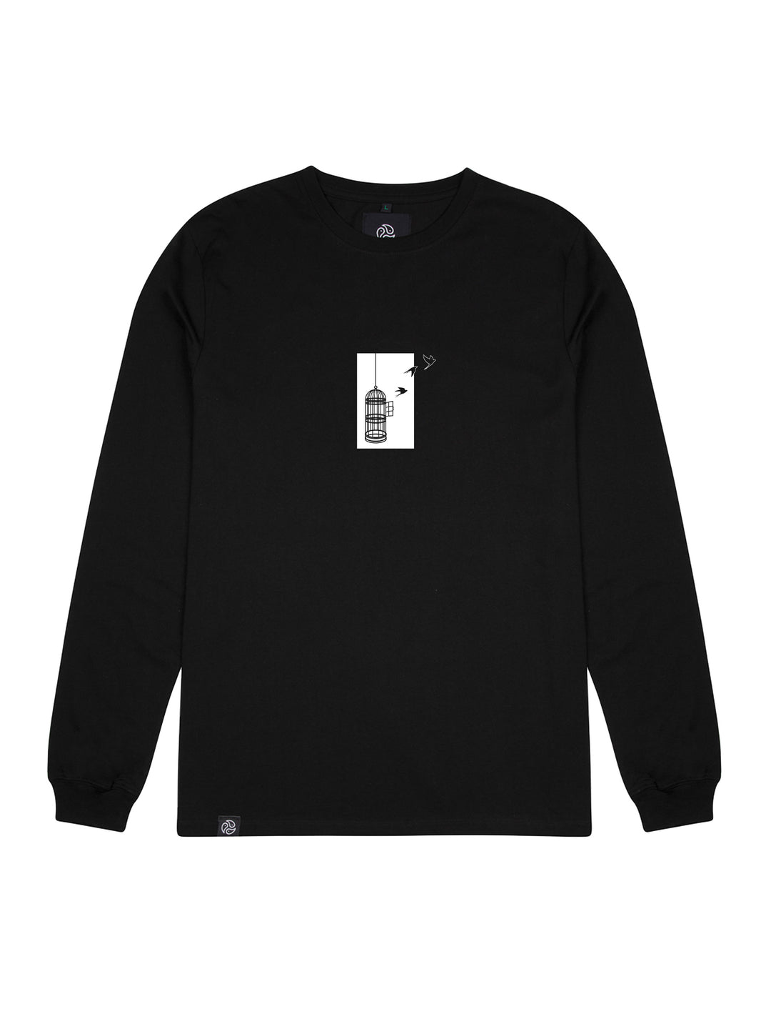 Birdcage Black Long Sleeve Tee - TOMOTO #colour_black