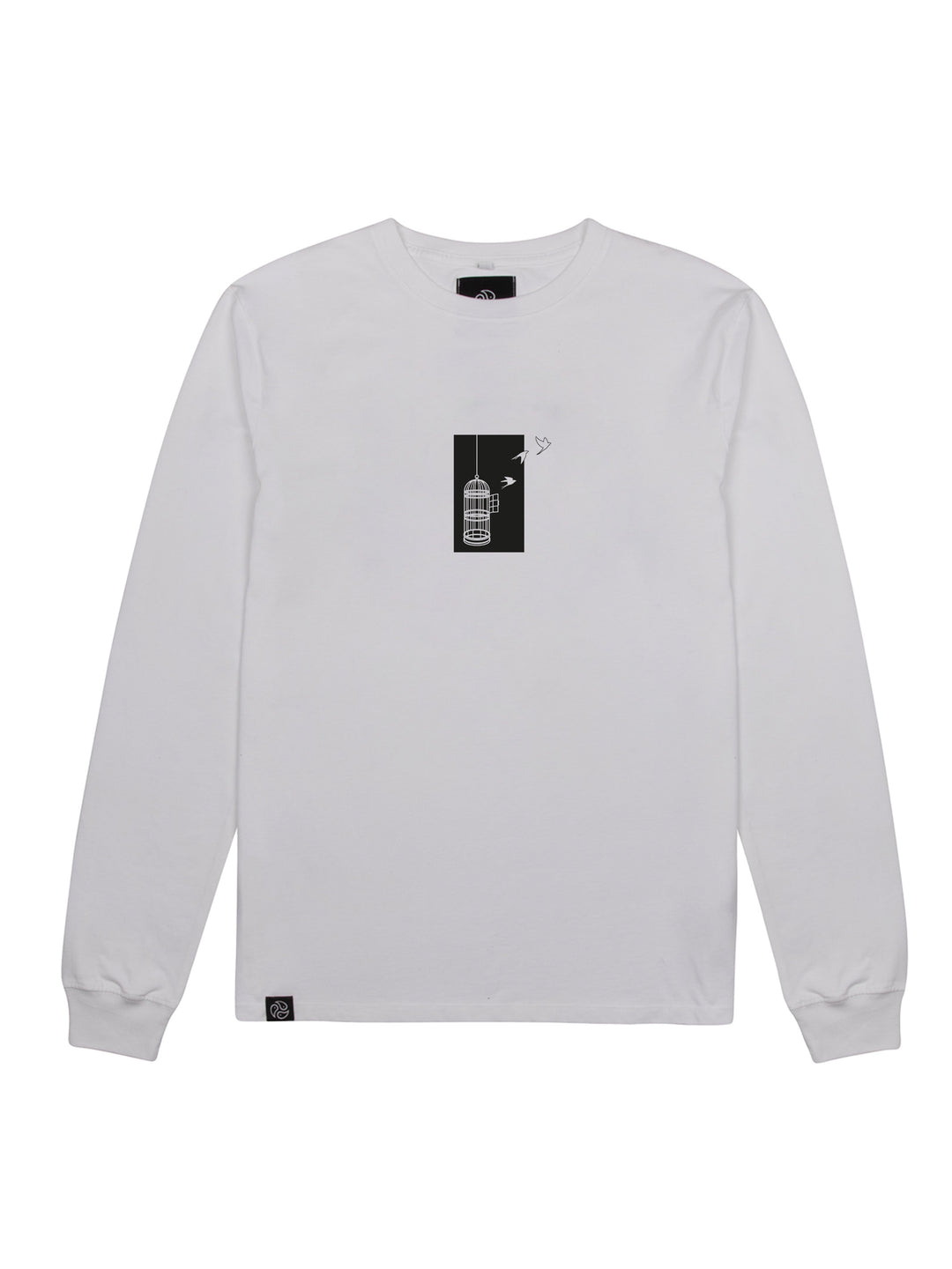 Birdcage White Long Sleeve Tee - TOMOTO #colour_white