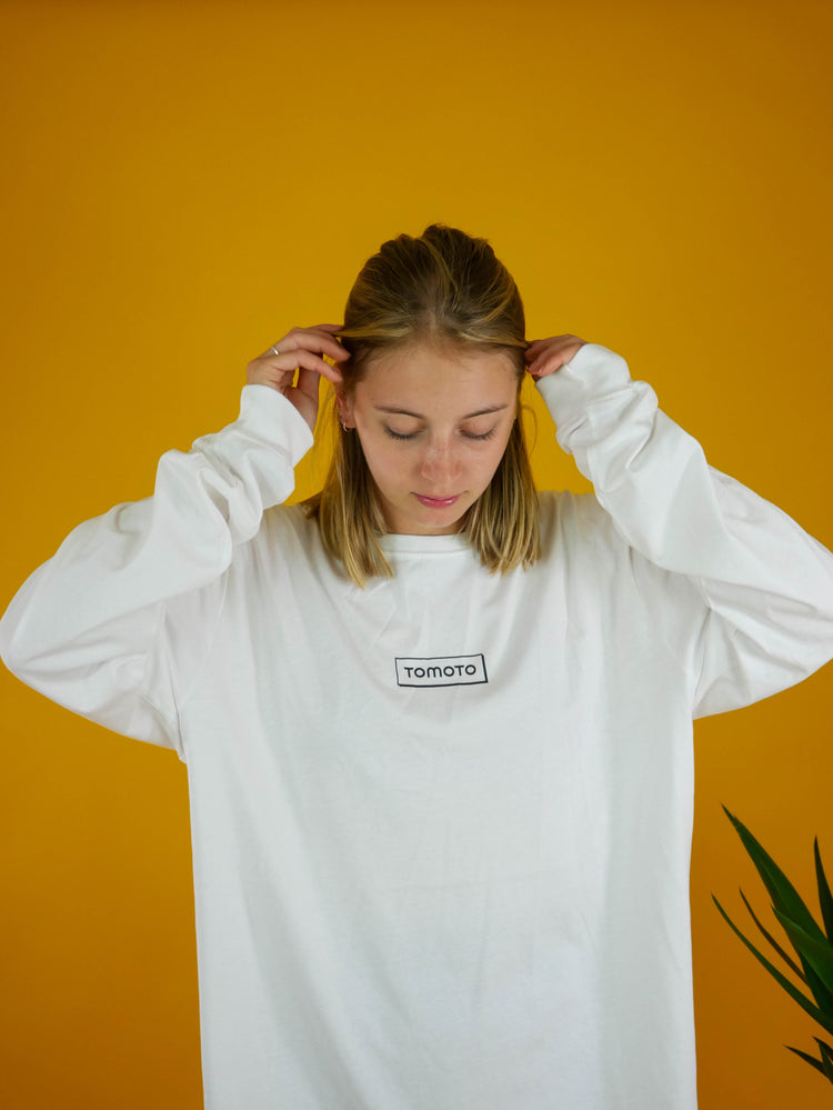 Tomoto White Long Sleeve Tee - TOMOTO #colour_white