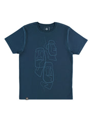 TOMOTO easter island heads t-shirt #colour_denim-blue