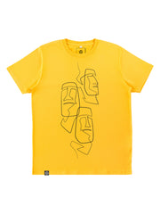 TOMOTO easter island heads t-shirt #colour_mango